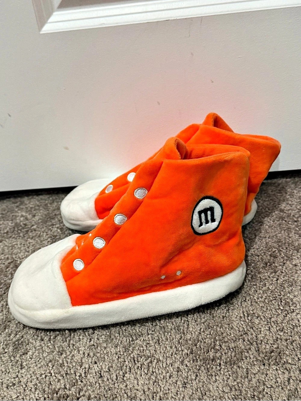 M&M’s Orange Plush High-Top Sneaker Slippers Novelty Candy Shoes - Youth